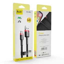 Кабель Avantis AC-48m Cool USB – Micro 2м- чорно-червоний - мініатюра 2