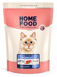 Корм для котів з чутливим травленням Home Food з ягням та лососем 1,6кг