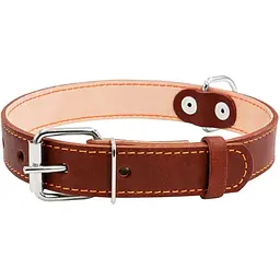 Нашийник подвійний Collar, шкіра, 38-50х2,5 см, коричневий