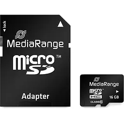 Карта пам'яті MediaRange 16GB microSDHC memory card, Class 10, with SD adapter (MR958)