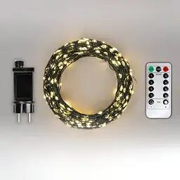 Гірлянда роса на ялинку 30 метрів 300 лед Niki Light гірлянди капля роси з режимами вулична гірлянда на пульті роса на зеленому проводі тепло біла