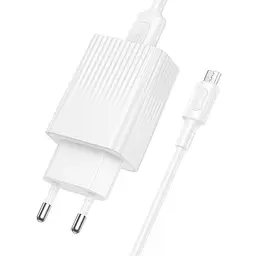 МЗП Borofone BAS72A Source QC3.0 (1USB-A) + кабель USB to MicroUSB White - мініатюра 4