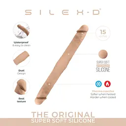 Двосторонній фалоімітатор Silexd Dildo-Twins Dildo Flesh S, 38.5 см (тілесний) - мініатюра 4