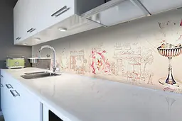 Кухонний фартух Рожевий Париж для кухні наклейка олівець квіти малюнок Колаж 65х250 см Happy Pocket Z180492 - мініатюра 6