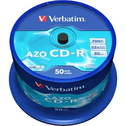 Диск CD Verbatim 700Mb 52x Cake box 50 Crystal AZO (43343)