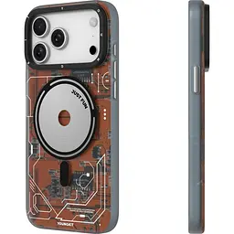 Чохол YoungKit Futuristic Circuit Board with Magnetic Ring для Apple iPhone 17 Pro Max Orange [168260] - мініатюра 2