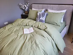 Комплект постільної білизни LUXURY Washed з вареної бавовни світло-зелений Green - мініатюра 2