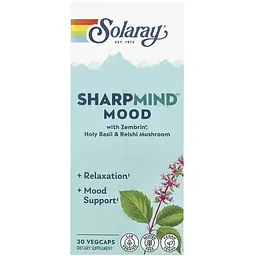 Ноотропи для покращення настрою Solaray SharpMind Nootropics Mood CTN 30 веганських капсул - мініатюра 2