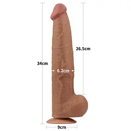 Фалоімітатор LoveToy Sliding-Skin Dual Layer Dong King Sized 34 см коричневий - мініатюра 18