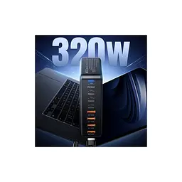 Зарядний пристрій Essager 4xUSB-C + 4xUSB 320W GaN (EZC320W-QJB0G-Z) - мініатюра 6