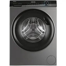 Пральна машина Haier фронтальна 9 кг 1400 A+++ 60 см дисплей пара інвертор люк чорний прямий привід cріблястий