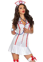 Еротичний костюм медсестри Leg Avenue Head Nurse M/L, сукня, аксесуар на голову, стетоскоп - мініатюра 1