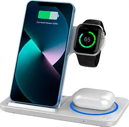 Бездротовий зарядний пристрій WiWU Wi-W020 Foldable Magnetic Station Wireless Charger 3in1 15W White (6976195093537) [99973] - мініатюра 5