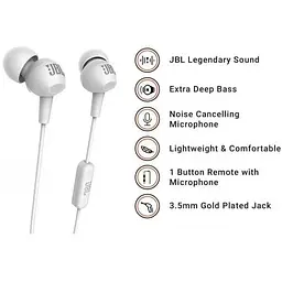 Навушники провідні JBL C100SI білі з мікрофоном - мініатюра 8