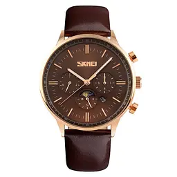 Чоловічий класичний годинник Skmei 9117 Gold Brown - мініатюра 2