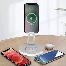 Бездротовий зарядний пристрій WiWU 2in1 Magnetic Wireless Charger M13 White [91676] - мініатюра 9