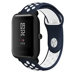 Ремінець BeWatch Nike-style 20 мм для смарт-годинника Xiaomi amazfit BIP Синьо-білий (1010152) - мініатюра 2