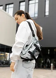 Велика жіноча поясна сумка бананка Sambag DynamicDart принт "Leaves" 38 × 21 × 7 см (80411144) - мініатюра 2