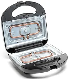 Мультимейкер Holmer HCG-02SM 800 W 2 панелі: гриль віденські вафлі розмір панелей 22.5х12.5 см захист від перегріву індикатор нагріву Black - мініатюра 5
