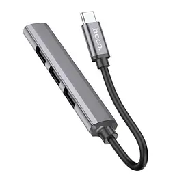 Перехідник Hoco HB26 4in1 (Type-C to USB3.0+USB2.0*3) Metal gray - мініатюра 2