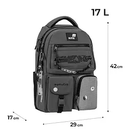 Рюкзак для старшої школи Kite Education teens 2587M Swarm Сірий (K26-2587M-4) - мініатюра 3