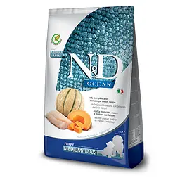 Беззерновий сухий корм Farmina N&amp;D Grain Free OCEAN PUMPKIN для цуценят середніх і великих порід з тріскою та динею 2,5 кг