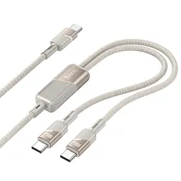 Кабель Hoco U139, 2 в 1 Type-C to Type-C/ Type-C PD 100W 1.2 м золотистий