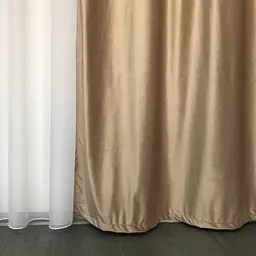 Оксамитові штори кавового кольору 2шт. 150х270 з білим шифоновим тюлем 400х270, на тасьмі ALBO pbe0052692 - мініатюра 3