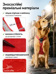 Шлея для собак Duomm No-Pull з повідцем, регульована та світловідбивна червоний, L - мініатюра 4