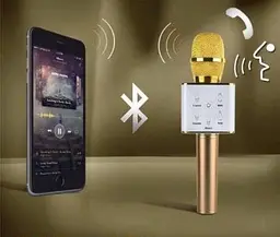 Портативний караоке мікрофон з підтримкою Bluetooth Q7 к7 2 динаміка бездротове dm karaoke ws 858 - мініатюра 4