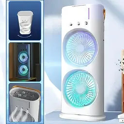 Вентилятор настільний подвійний з охолодженням Double-ended Spray Fan LED-підсвічування 3 швидкості, розпилювач водяного туману - мініатюра 2