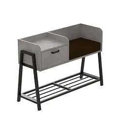 Банкетка з тумбочкою Ferrum-decor Бланка 540x1000x320 метал Чорний ДСП Бетон 16 мм (FRD-103030)