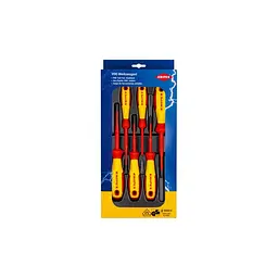 Набір діелектричних викруток із завуженим робочим кінцем KNIPEX 00 20 12 V04, шліц/Phillips/Pozidriv в коробці із пластику з про