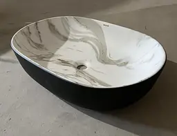 Умивальник накладний Mixxus Premium Ellipse-0105 marble-Black 600x400x150 мм MP6565, Мармур - мініатюра 8