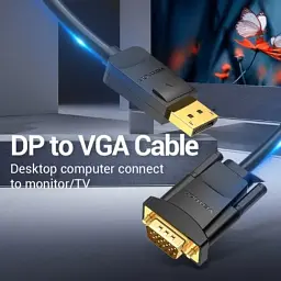 Кабель мультимедійний DisplayPort M to VGA M 1.5m 1080p60Hz black Vention (HBLBG) - мініатюра 2