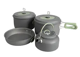 Набір посуду Bo-Camp Explorer XL 4 Pieces Hard Anodized Grey/Green (2200249) (DAS302116) - мініатюра 1