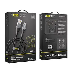 Кабель для заряджання та обміну даними Yoki YK-SO15 SOLID Series USB/MicroUSB 60W 3A/20V 2 м Чорний - мініатюра 2