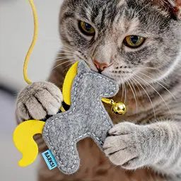 Іграшка для котів Barksi Вудочка Коник з дзвіночком сірий - мініатюра 4