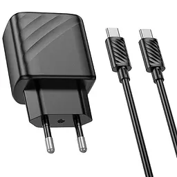 МЗП Hoco CS22A Value PD30W (1USB-C) + кабель Type-C to Type-C Black - мініатюра 3