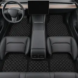 Комплект автомобільних килимків Solve шахматного дизайну чорний 5 шт. (KT8001405) - мініатюра 6