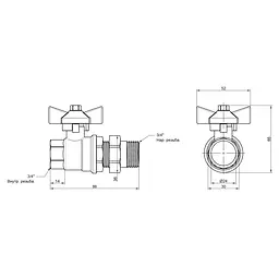 Кран кульовий "Американка" SD Plus прямий 3/4" ВЗ SD220W20 - мініатюра 2
