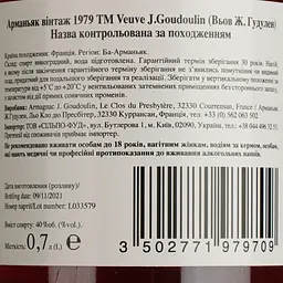 Арманьяк Veuve J.Goudoulin Bas Armagnac 1979 40% 0.7 л у подарунковій коробці - мініатюра 5