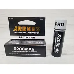 Літій-іонний акумулятор із захистом від перезарядки Arexes 18650 Li-Ion 3200 mAh, 3.7V 1 шт