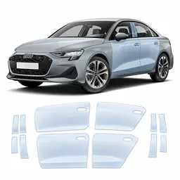 Антигравійна захисна бронеплівка за лекалами для Audi A3 8Y facelift 2024- зони дверей і стійки вікон