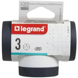 Мережевий розгалужувач Legrand ПРЕМІУМ поворотний 3х2К+З бокові розетки, колір Білий/Чорний (694521) - мініатюра 4