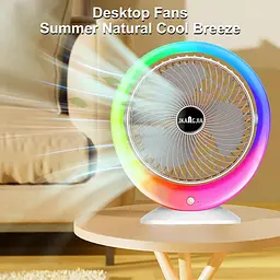 Настільний вентилятор з підсвіткою Mini fan VU-04 • Міні-вентилятор з батареєю 1200 мАг, LED-підсвіткою та 3 режимами обдування - мініатюра 5