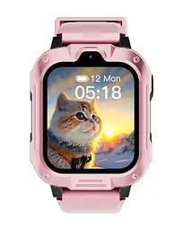 Дитячий годинник із SIM-картою Lemfo H04G, GPS трекер, відеодзвінок, прослушка, камера та кнопка SOS Розумний годинник для дітей Рожевий - мініатюра 2
