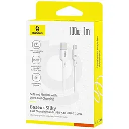 Кабель Baseus Silky Series USB-A to USB-C 100W 1m White (P10377703213-00) [155535] - мініатюра 5