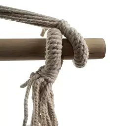 Підвісне крісло-гамак Gardlov 23670 з дерев’яною перекладиною та 2 подушками 120 кг бежевий - мініатюра 4