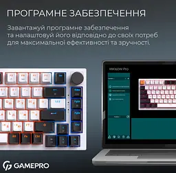 Бездротова механічна ігрова клавіатура GamePro MK-160-W Pro White-Black QLAB Orange Switches Hot-Swap - мініатюра 6